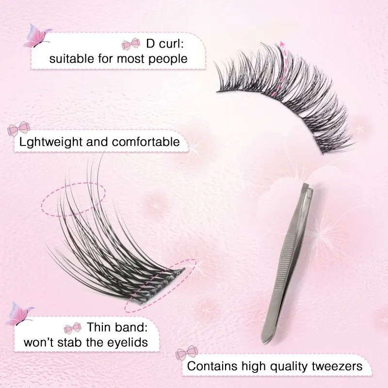 Natural looking lightweight comfortable thin band long lasting diy cluster lash easy to apply