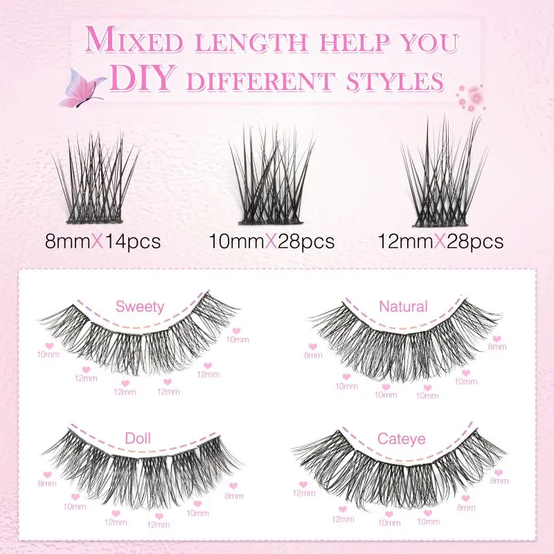 Natural looking lightweight comfortable thin band long lasting diy cluster lash easy to apply