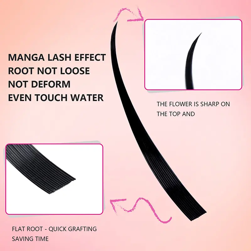 Private Label Wholesale Light and Soft Manga Effect Wet Lash Extension